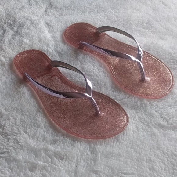 City Streets Shoes - City Streets Pink Metallic Sparkle Thongs Sz 7.5*
